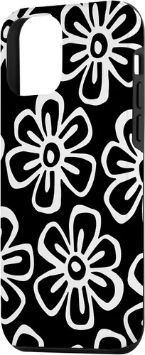 Vista 2 de Funda para iPhone 12 Mini con diseño de flores silvestres en blanco y negro