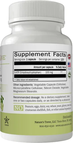 Vista 2 de Nature's Trove 5-HTP 100mg 120 Cápsulas Vegetarianas