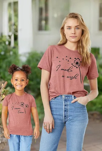 Vista 5 de Teeny Fox Mama I Made A Wish I Came True Baby Mother - Trajes a juego con lindas camisas familiares