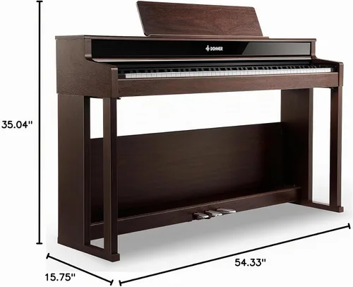 Vista 10 de Donner DDP-400 - Piano digital con teclado progresivo ponderado de 88 teclas, teclado de piano vertical premium para profesionales, paquete