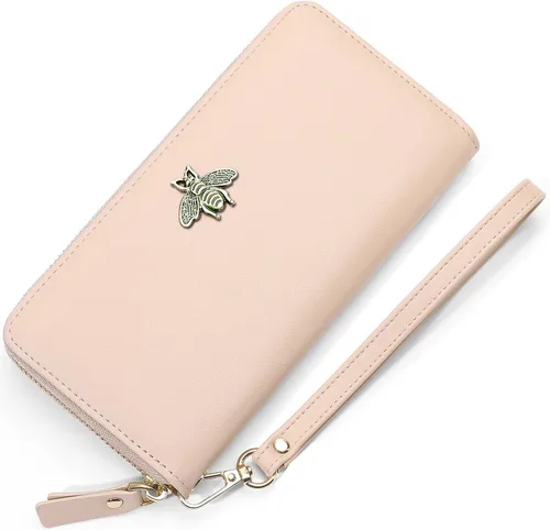 Vista 10 de Billetera para mujer con bloqueo RFID para mujer, carteras largas con correa de muñeca para mujer