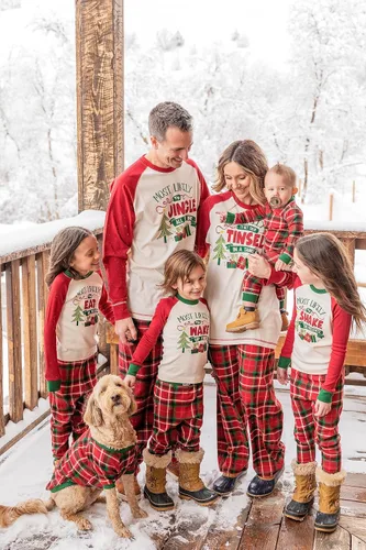 Vista 5 de Lazy One Pijamas de Navidad familiares a juego, mezcla y combina pijamas de Navidad para toda la familia, camiseta y pantalones para adultos