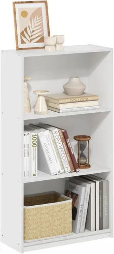 Vista 18 de Furinno Estantería básica para libros, moderna de 3 niveles, estantería con estantes abiertos, 9.3 x 21.8 x 39.5 pulgadas, para sala de estar Roble