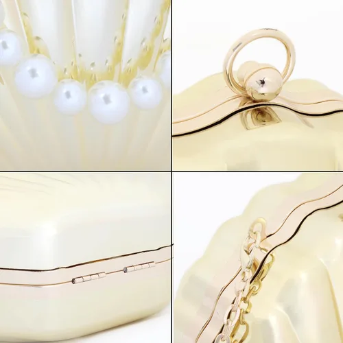 Vista 7 de Women Mini Seashell Evening Clutch Top-Handle Bag Cross-body Bag