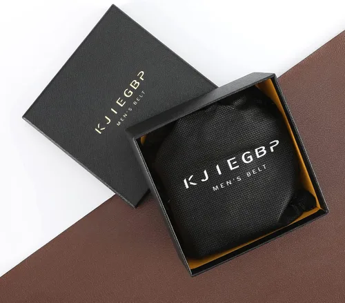 Vista 7 de Cinturón de hombre,Cinturón de vestir de trinquete de cuero real para hombre con hebilla automática,Elegante caja de regalo