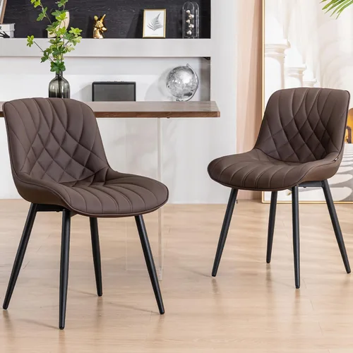 Vista 13 de YOUNUOKE Juego de 2 Sillas de Comedor de Mediados de Siglo Modernas Silla de Cocina Cómodas Sillas Tapizadas de Cuero Sintético Sillas de Cena