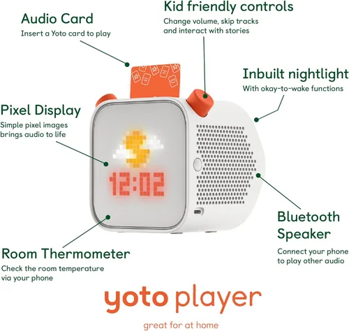 Vista 2 de YOTO Reproductor (3ª generación) + Adventure Jacket Blue Bird – Altavoz de audio Bluetooth para niños, dispositivo todo en 1 sin pantalla reproduce