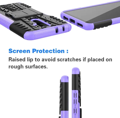 Vista 6 de Asuwish Funda de teléfono para Xiaomi Redmi 9 con protector de pantalla de vidrio templado y soporte delgado, híbrida, resistente, funda protectora