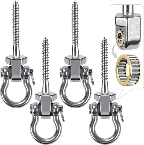 Vista 12 de 2 perchas de columpio resistentes con rodamientos, accesorios de columpio de acero inoxidable para vigas de madera y metal, ganchos para colgar