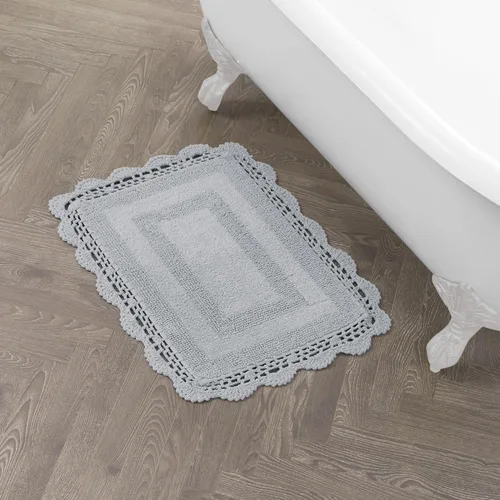 Vista 14 de Laura Ashley Alfombra de baño de algodón de ganchillo 17x24 in, Aqua