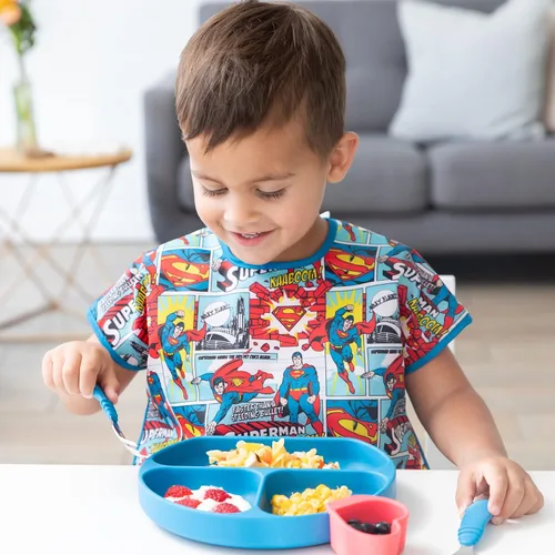 Vista 4 de Bumkins Baberos para bebés y niños pequeños, baberos para niñas y niños, grandes para 1-3 años, babero impermeable de manga corta para niños