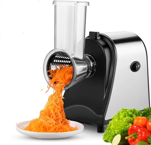 Vista 8 de Rallador Eléctrico de Queso, Rallador Rotatorio Profesional 5 en 1 para Queso y Verduras, Tirador Eléctrico de Ensalada Espiralizador