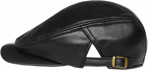 Vista 5 de LETHMIK Sombrero Plano de taxista en Piel Auténtica clásico Newsboy Cap Ivy de conducir