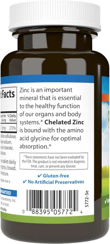 Vista 3 de Carlson Zinc quelado 30 mg – Suplemento de quelato de glicinato de zinc – Absorción superior, apoyo inmunológico y enzimático, antioxidante, 250