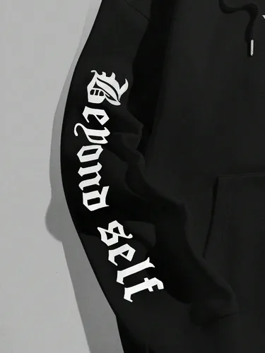 Vista 5 de GORGLITTER Conjunto deportivo de 2 piezas para hombre, sudadera con capucha y estampado de letras florales