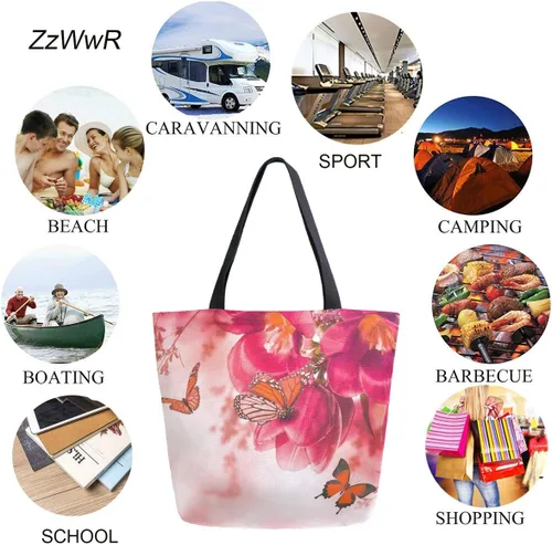 Vista 5 de Elegante bolso de hombro extra grande con patrón lindo para playa, viajes, fin de semana, gimnasio, compras de comestibles