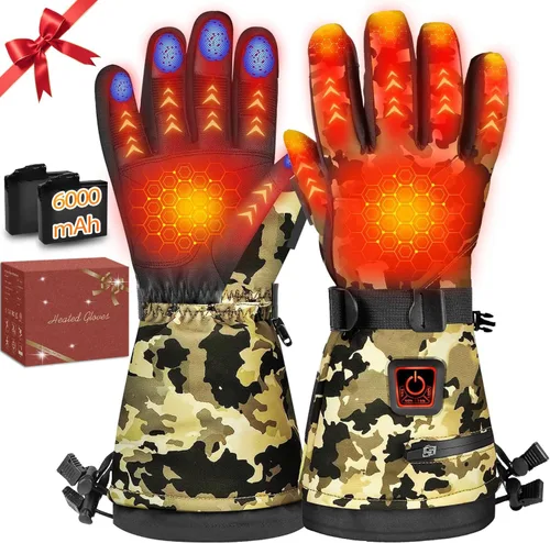 Vista 8 de Guantes calentados MADETEC para hombres y mujeres, guantes de invierno de 7.4V 22.2WH con batería recargable mejorada, guante eléctrico impermeable