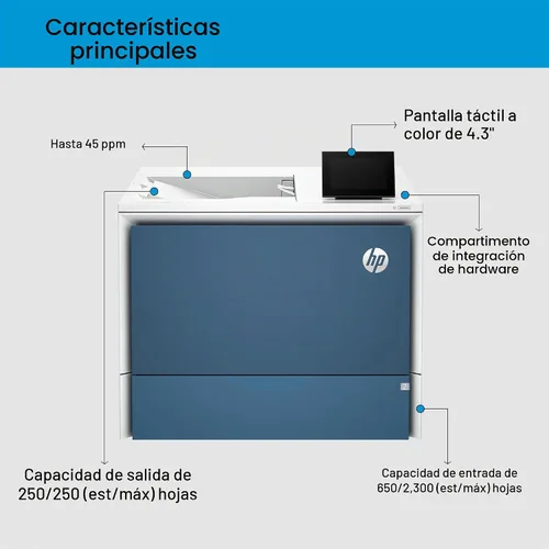 Vista 4 de HP Impresora Color LaserJet Enterprise 5700dn, la mejor para empresas (6QN28A)