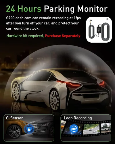 Vista 6 de Cámara de salpicadero delantera y trasera, cámara doble WiFi 4K+1080P para automóviles con aplicación, grabadora de salpicadero de 3" IPS, visión
