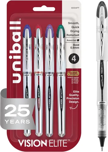 Vista 15 de Uniball Vision - Bolígrafo de punta rodante, en barra, micro 0.020 in, tinta roja, barril gris/rojo, docena (paquete de 12)
