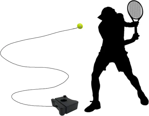 Vista 7 de Entrenador de tenis con base de rebote Equipo de auto entrenamiento con 2 pelotas de tenis