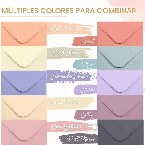 Vista 3 de MATICAN 100 sobres mini, sobres de papel para tarjetas de visita, 10 colores pastel, 4 x 2.7 pulgadas