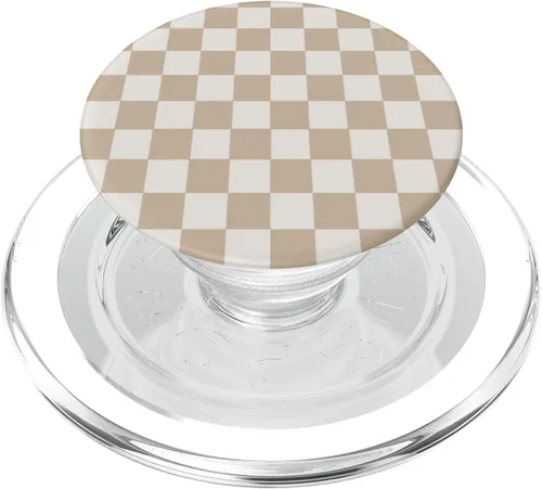 Vista 7 de PopSockets PopGrip con patrón clásico a cuadros de vainilla y crema vintage