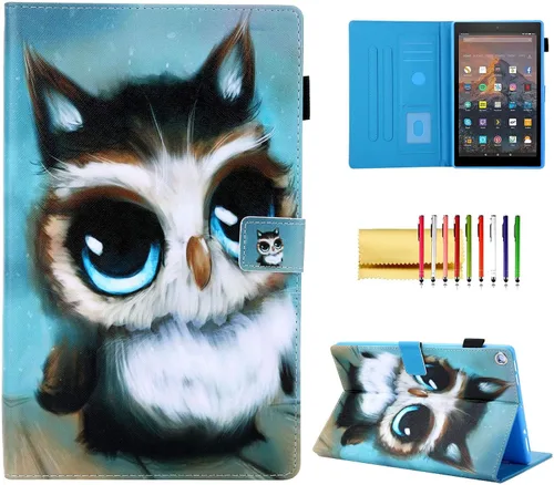 Vista 15 de Funda tipo cartera para tableta Amazon Fire HD 10 (5ª generación/7ª generación/9ª generación), soporte plegable delgado