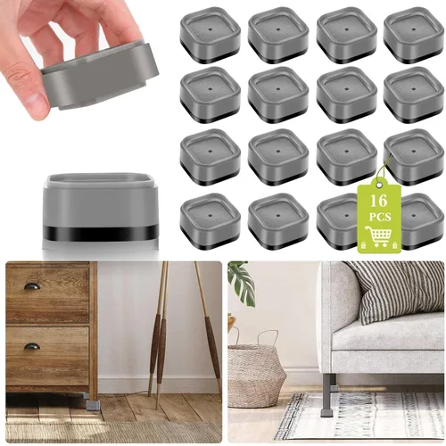 Vista 60 de Paquete de 12 elevadores de muebles de 1, 2 o 3 pulgadas, elevadores de cama ajustables resistentes para mesa, escritorio, sofá, silla, gabinete