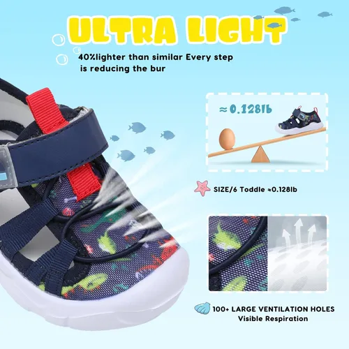 Vista 2 de JOINFREE Zapatos de agua para niños y niñas, transpirables, Qucik Dry Sport Playa, sandalias ligeras y flexibles