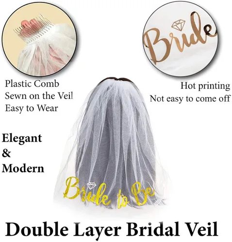 Vista 7 de Velo de despedida de soltera para despedida de soltera, accesorios para novia