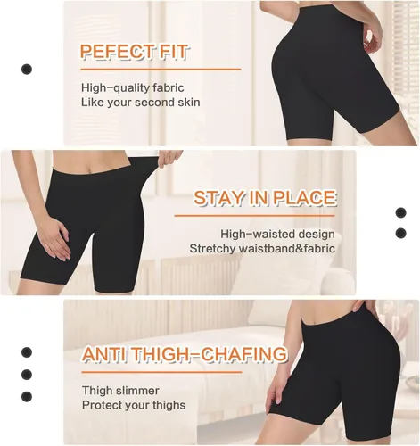 Vista 4 de Yeblues Paquete de 3 pantalones cortos sin costuras para mujer, para debajo del vestido, pantalones cortos suaves para yoga, bicicleta