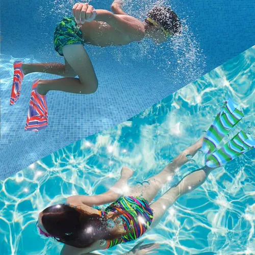 Vista 8 de Aletas de entrenamiento de natación, aletas de natación para niños, cómodas aletas de natación adecuadas para niños, principiantes, niñas, niños