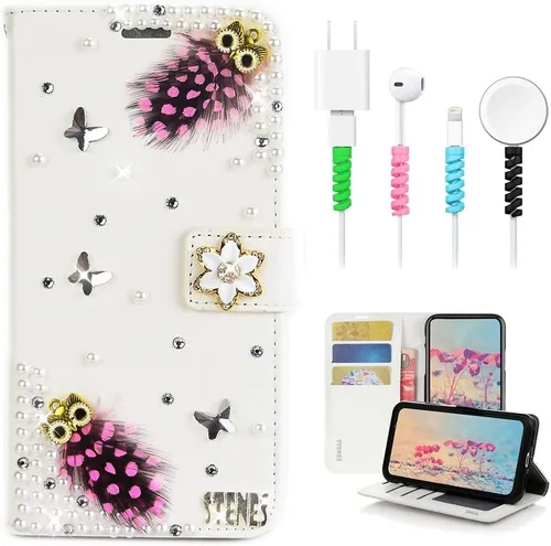 Vista 8 de Bling - Funda para teléfono móvil compatible con Samsung Galaxy S21 Ultra Case - Elegante - 3D hecha a mano libélula, con purpurina magnética