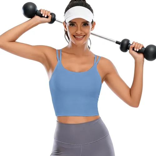 Vista 8 de Vorcy Brasier deportivo con relleno para mujer, camiseta corta con brasier integrado