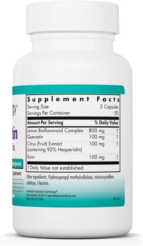 Vista 2 de Nutricology Quercetina Bioflavonoides - Suplemento de quercetina con complejo bioflavonoide limón - Antioxidante y apoyo inmunológico
