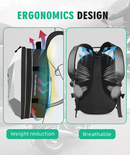 Vista 6 de NICECNC Mochila para casco de motocicleta, Negro & gris, Grande, Equitación