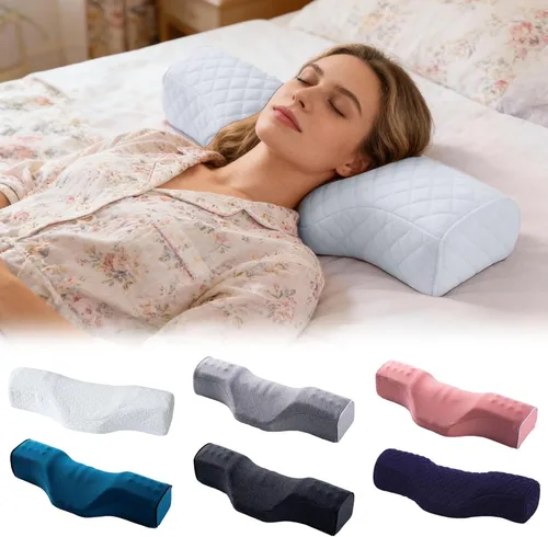 Vista 7 de Neck Therapy Pillow with Cervical Traction Design, Memory Foam Ergonomic Neck Support Pillow for Shoulder Relaxation and Posture Correction, Ideal