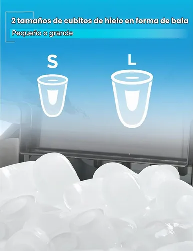 Vista 2 de BLACK+DECKER Máquina de hielo, capacidad de 26 libras, hielo en forma de Acero inoxidable y negro.