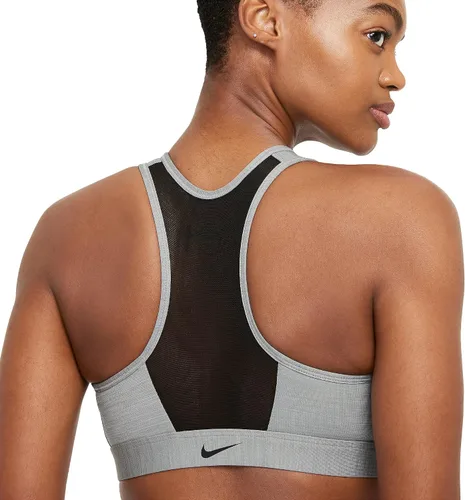Vista 4 de Nike Swoosh - Brasier deportivo acolchado con cremallera frontal y soporte medio para mujer