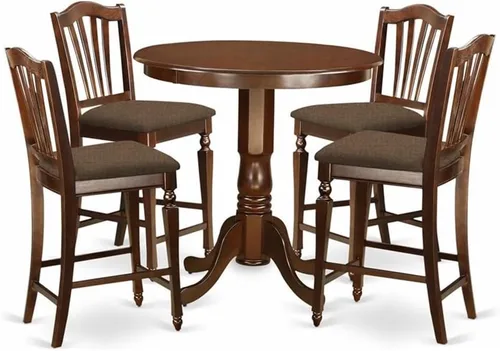 Vista 8 de East West Furniture JACH3-BLK-C - Juego de mesa de comedor de 3 piezas de altura de mostrador contiene una mesa redonda de madera con pedestal y 2