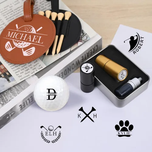 Vista 6 de Drawelry Sello personalizado para pelotas de golf, sello de marcador de pelota de golf personalizado con monograma reutilizable, impermeable