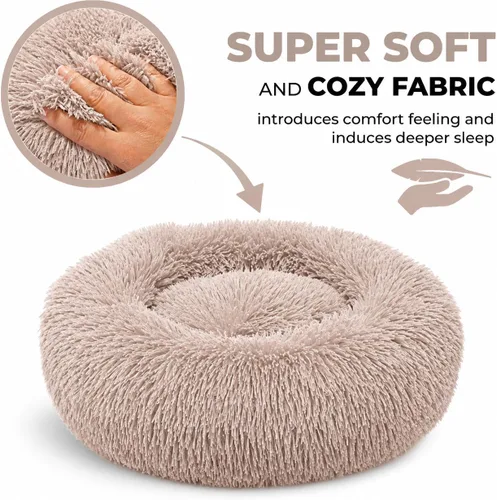 Vista 5 de Whiskers & Friends Cama para Gatos, Camas para Gatos de Interior Lavables, Cama Ortopédica Suave Esponjosa Redonda Calmante para Mascotas