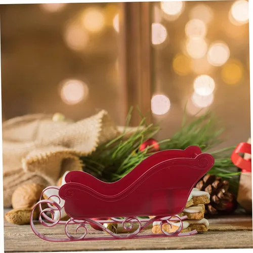 Vista 9 de Adorno clásico de trineo de Navidad en miniatura, modelo de trineo, decoración para colgar en el árbol, dije festivo de trineo de Navidad