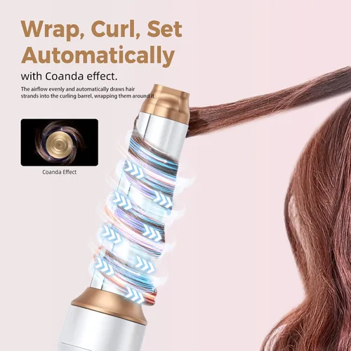 Vista 4 de Cepillo secador de cabello mágico Air Styler 6 en 1, cepillo secador iónico negativo y 3 configuraciones de calor, rizado automático desmontable
