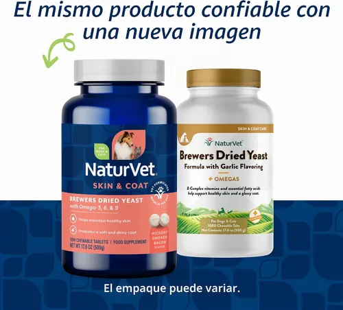 Vista 2 de NaturVet – Fórmula de Levadura Seca de Cervecero con Sabor a Ajo – Más Omegas Rico en Ácidos Grasos Omega-3, 6 y 9 Fortificado con B1, B2