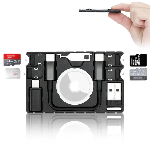 Vista 10 de Tarjeta de Cable Multifuncional Compacta con Cable USB-C de 22" y Kit de Adaptador USB A/Micro-USB/Lightning/OTG, Caja de Almacenamiento