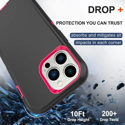 Vista 4 de Funda para iPhone 14 Pro Max (6.7 pulgadas) con funda de clip para cinturón, 2 protectores de pantalla, resistente grado militar, cuerpo completo, a