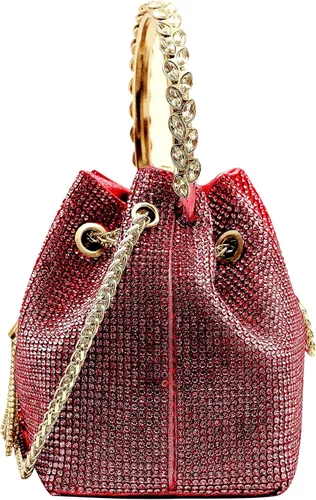 Vista 3 de Bolso de lujo con diamantes de imitación de plata para mujer, cadena de embrague brillante, bolsa de noche