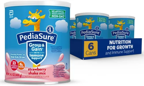 Vista 10 de PediaSure Grow & Gain con apoyo inmunológico, polvo para mezcla de batido, 23 vitaminas y minerales, 6g de proteína, sin OMG, sin gluten, sabor a